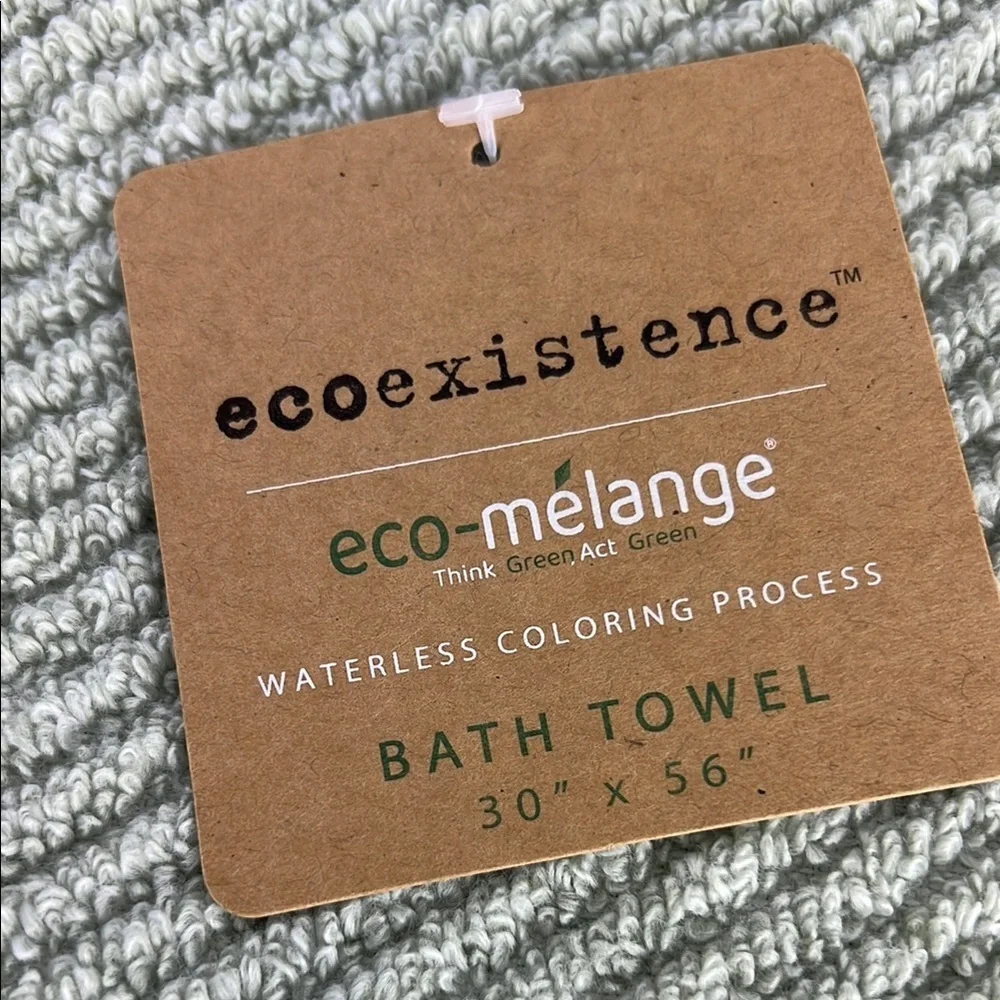 Ecoexistence Bath Towel Set Green Textured Zero Twist Loops Set of 2 NEW